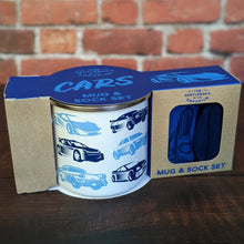 Load image into Gallery viewer, Gentleman&#39;s Emporium Cars Enamel Mug &amp; Socks Set

