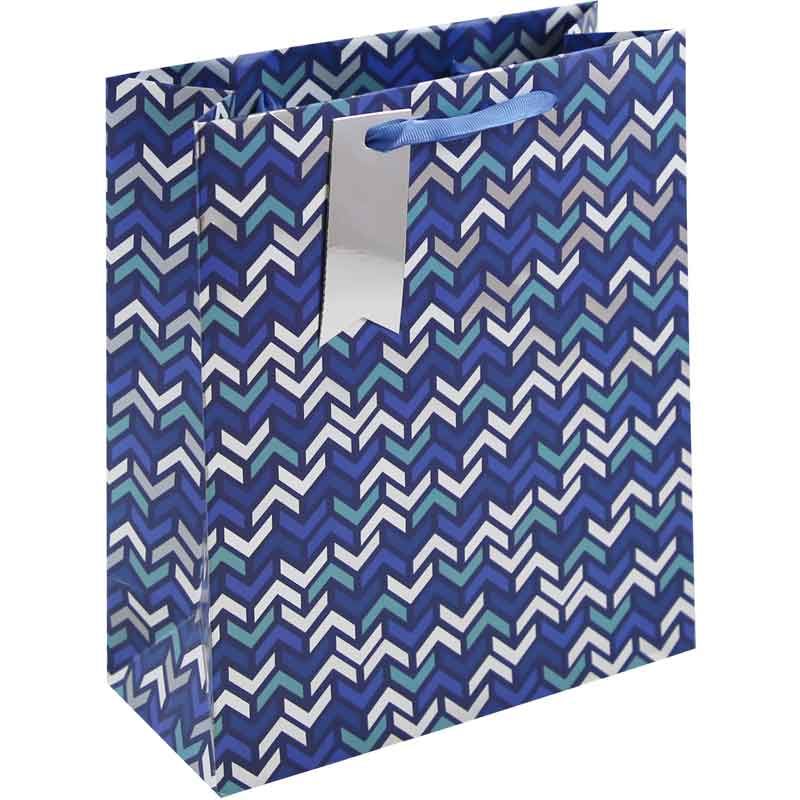 Gift Bag Medium Blue Chevrons