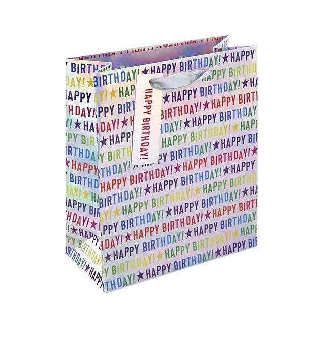 Gift Bag Medium Birthday Rainbow Text