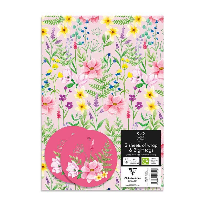 Gift Wrap Pack Pink Floral