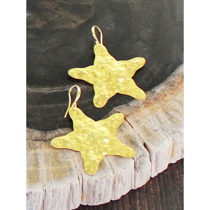 Suzie B Gold Plate Hammered Star Earrings