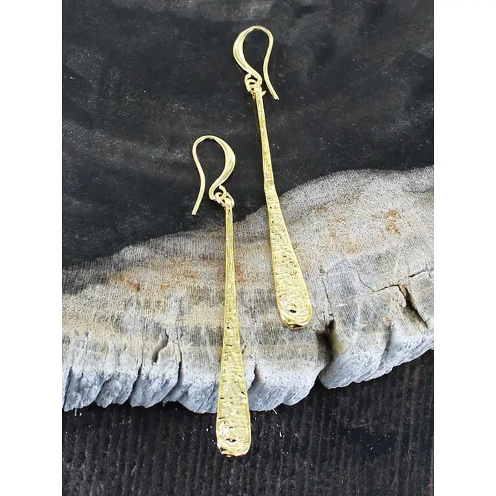 Suzie B Gold Plate Hammered Teardrop Earrings