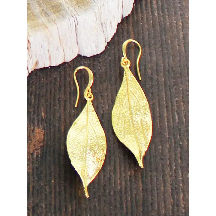 Suzie B Gold Plate Leaf Earrings