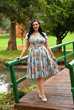 Load image into Gallery viewer, Hallie Aqua Floral Swing Dress

