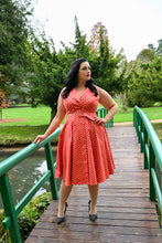 Load image into Gallery viewer, Hannah Red Polka Dot Swing Dress

