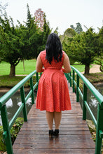 Load image into Gallery viewer, Hannah Red Polka Dot Swing Dress
