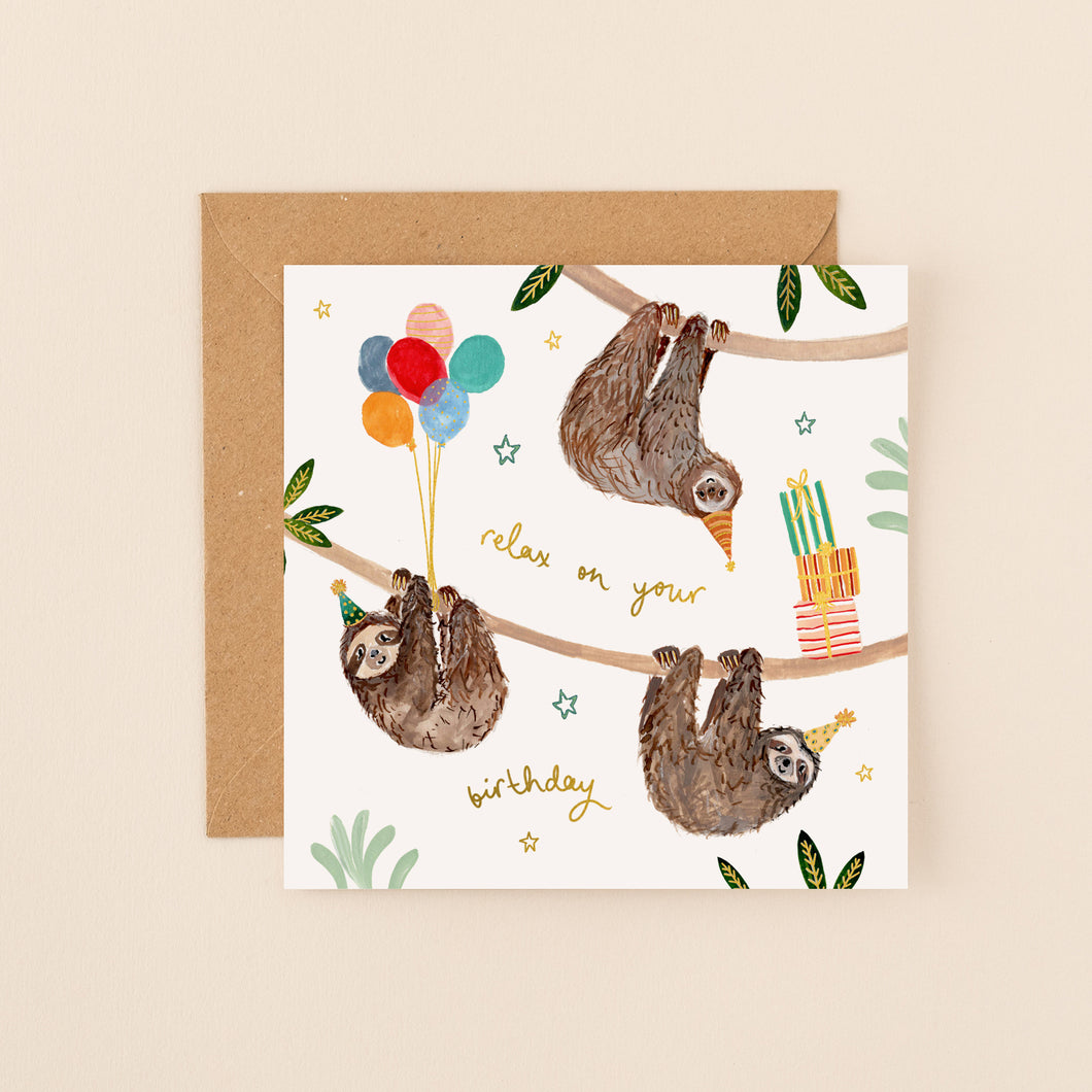 Happy Days Sloths Relax Birthday Card
