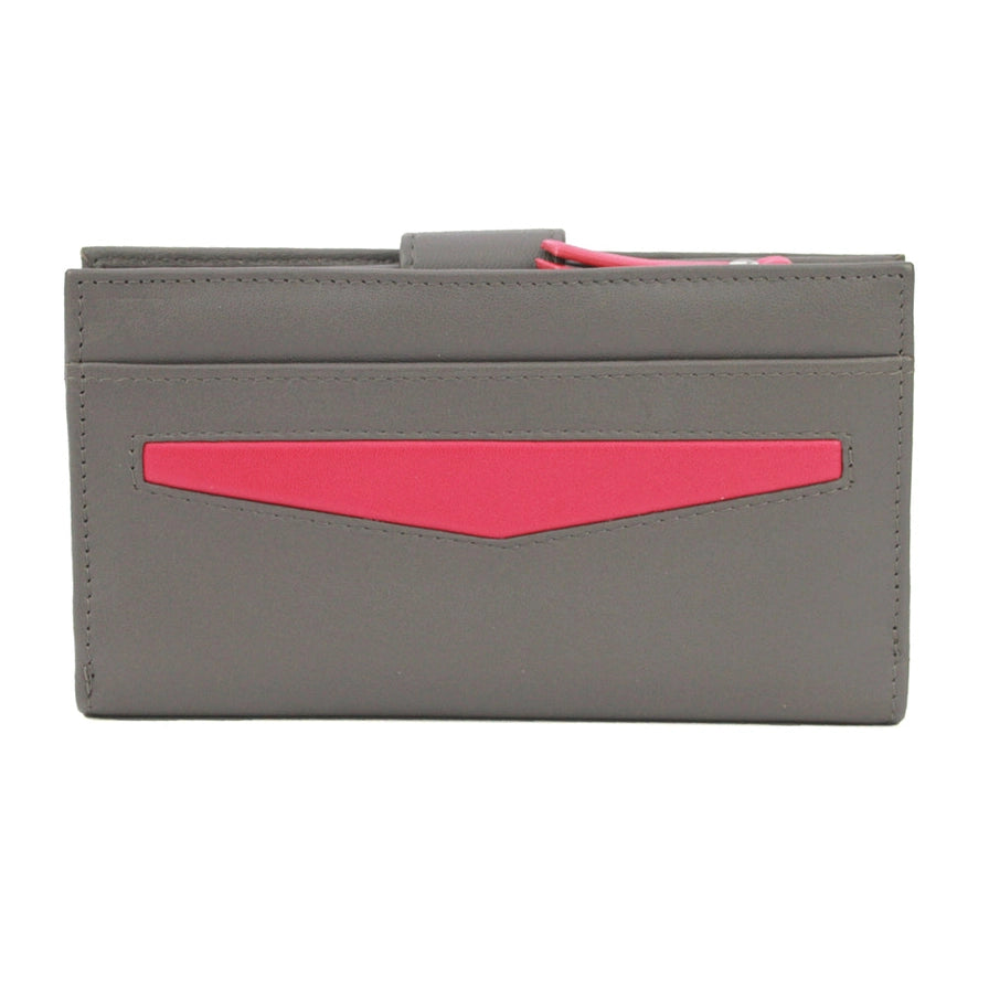 Hayley Leather Purse Grey & Dark Pink