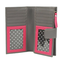 Load image into Gallery viewer, Hayley Leather Purse Grey &amp; Dark Pink
