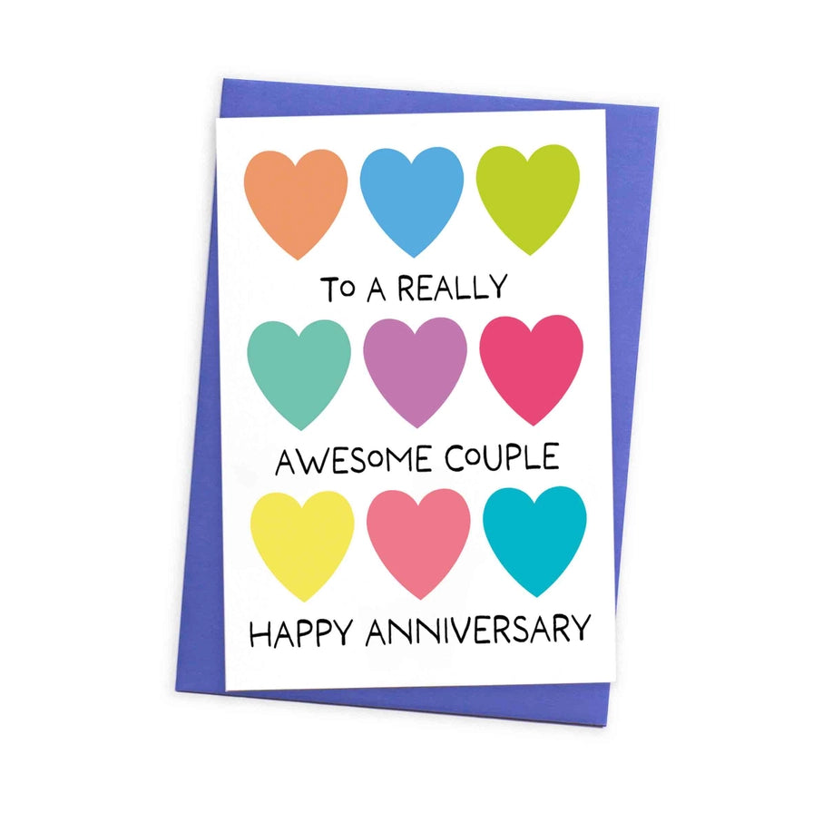 Hearts Awesome Couple Anniversary Card
