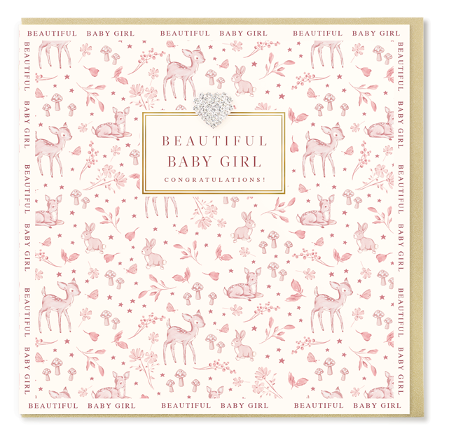 Hearts Designs Beautiful Baby Girl Card
