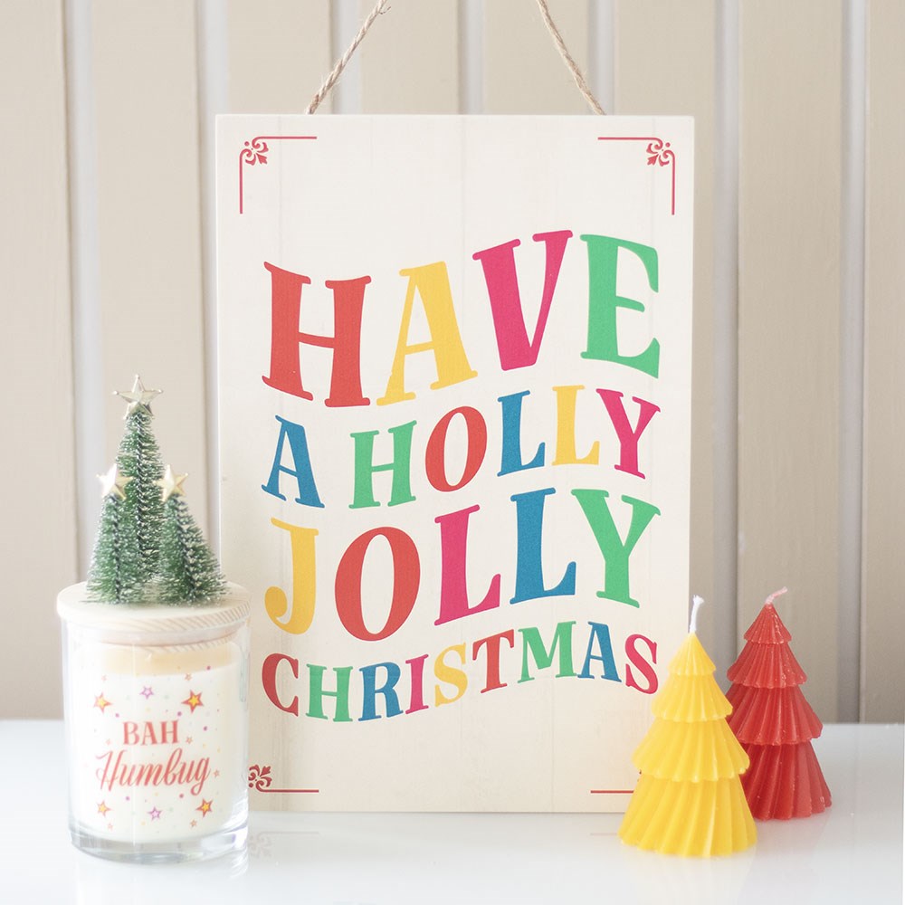 Holly Jolly Christmas Wooden Sign
