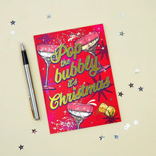 Load image into Gallery viewer, Hot Foil Pop The Bubbly Christmas Card
