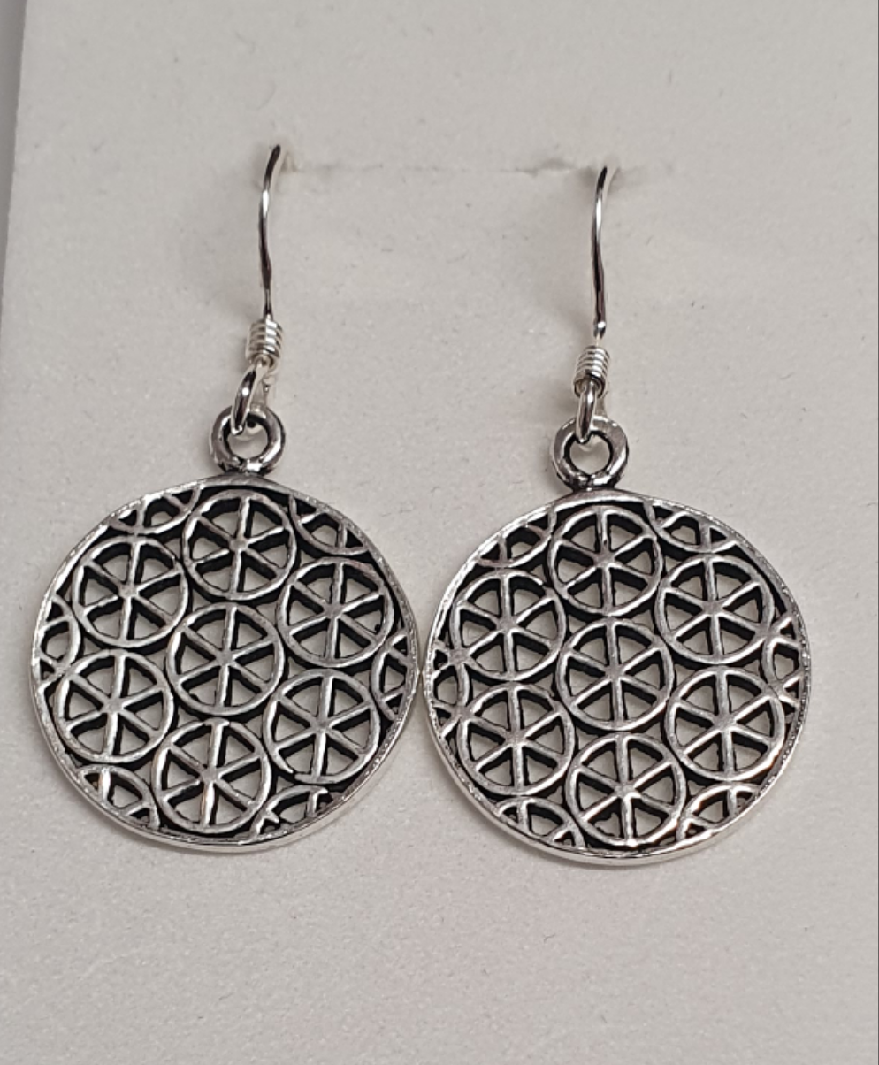 Sterling Silver Wheel Round Earrings