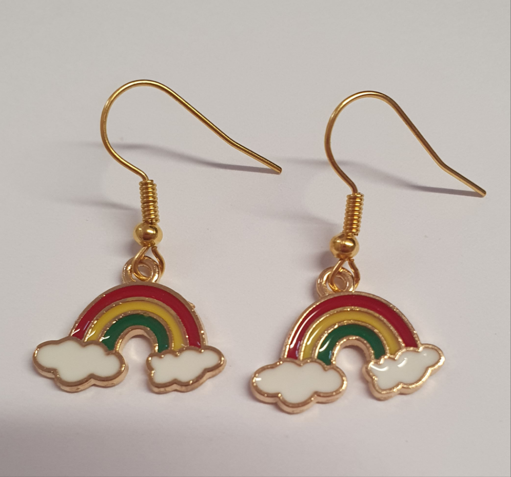 Enamel Rainbow Cloud Retro Drop Earrings