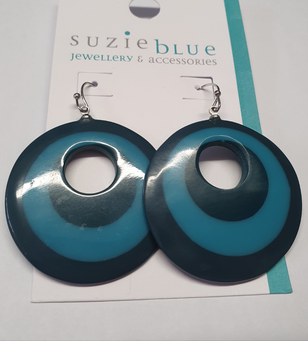 Suzie B Resin Disc Hook Earrings Blue