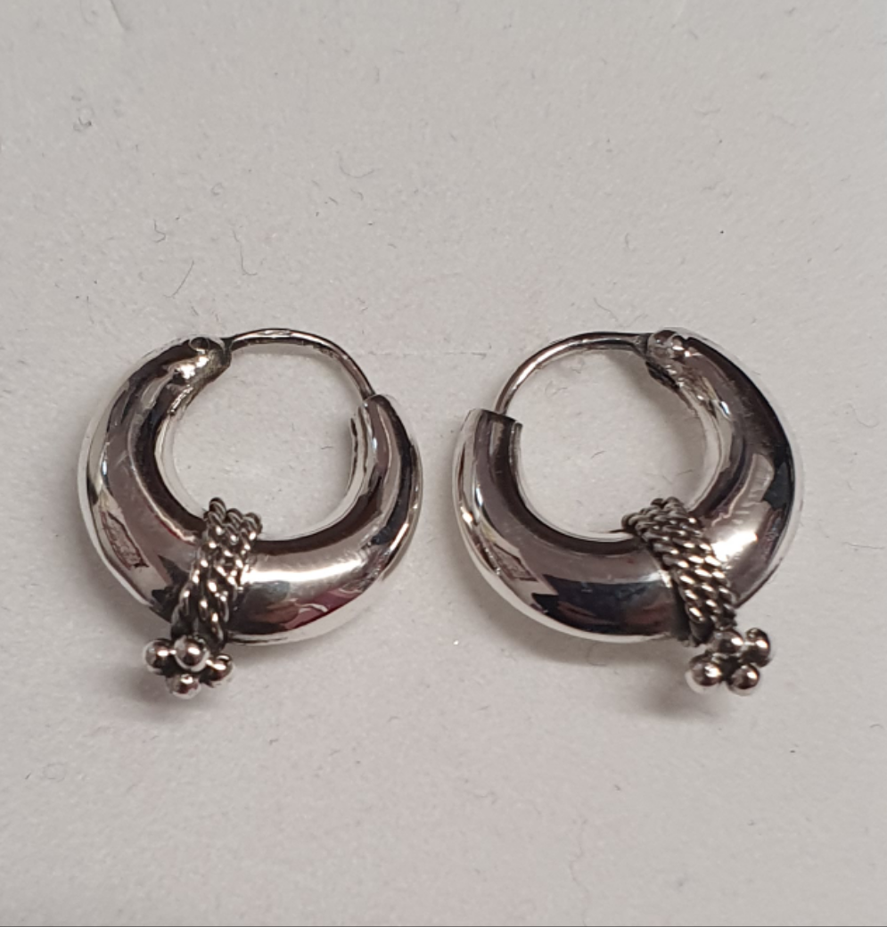 Sterling Silver Rope Hoop Earrings Tiny