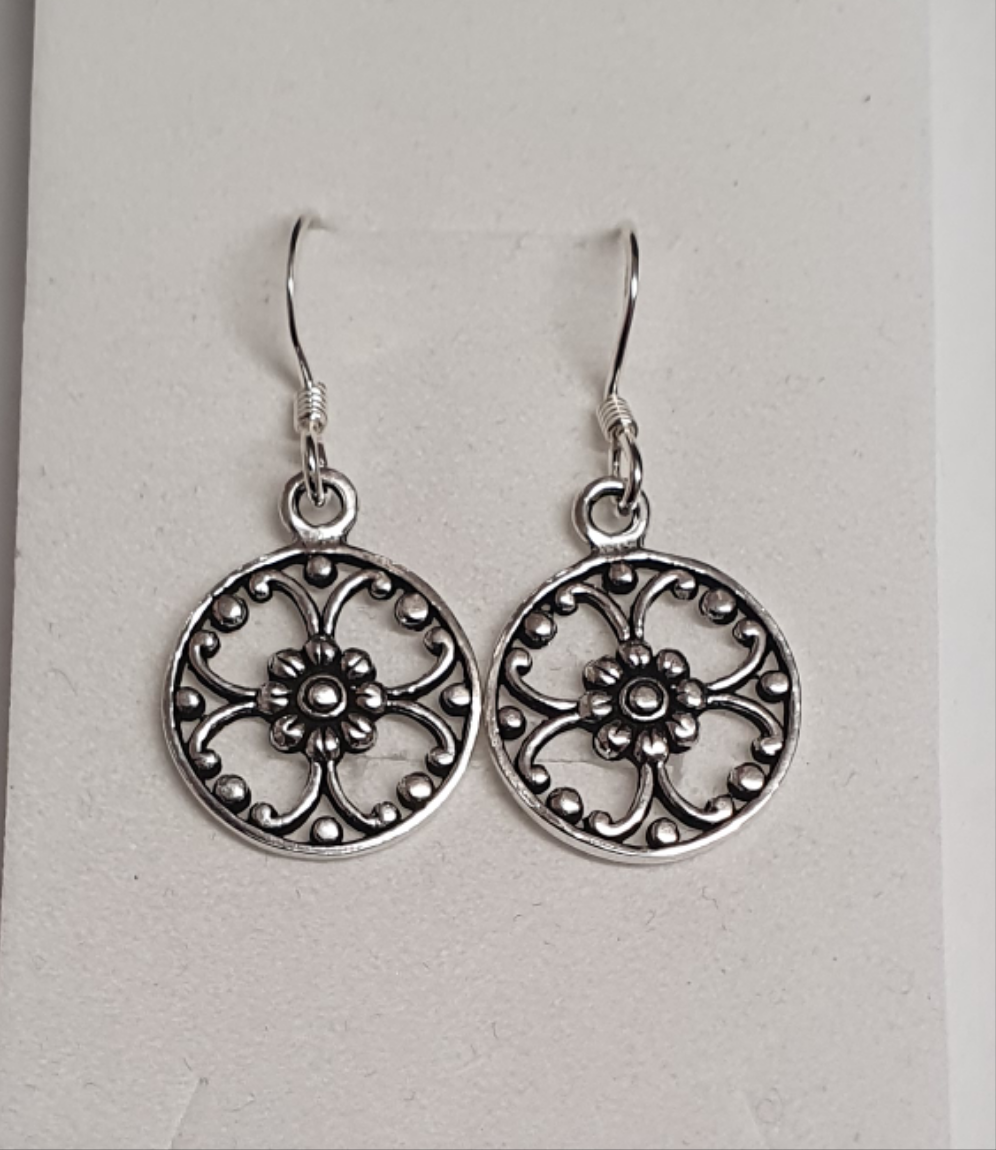 Sterling Silver Tudor Rose Earrings