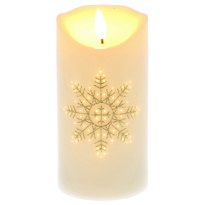 LED Candle Gold Snowflake