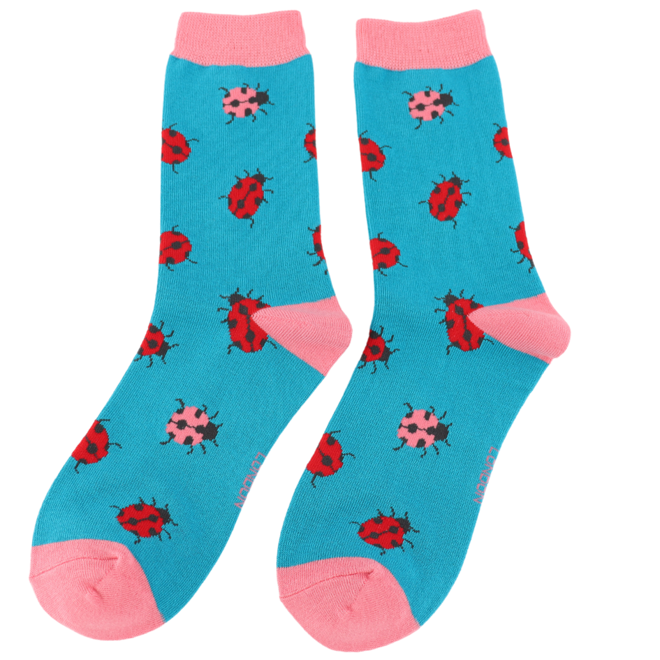 Bamboo Socks Ladybirds Turquoise