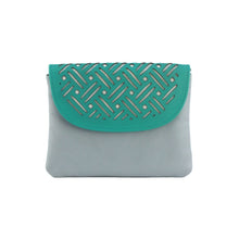Load image into Gallery viewer, Luna Leather Purse Grey &amp; Turquoise
