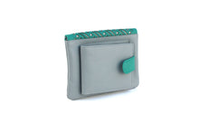 Load image into Gallery viewer, Luna Leather Purse Grey &amp; Turquoise
