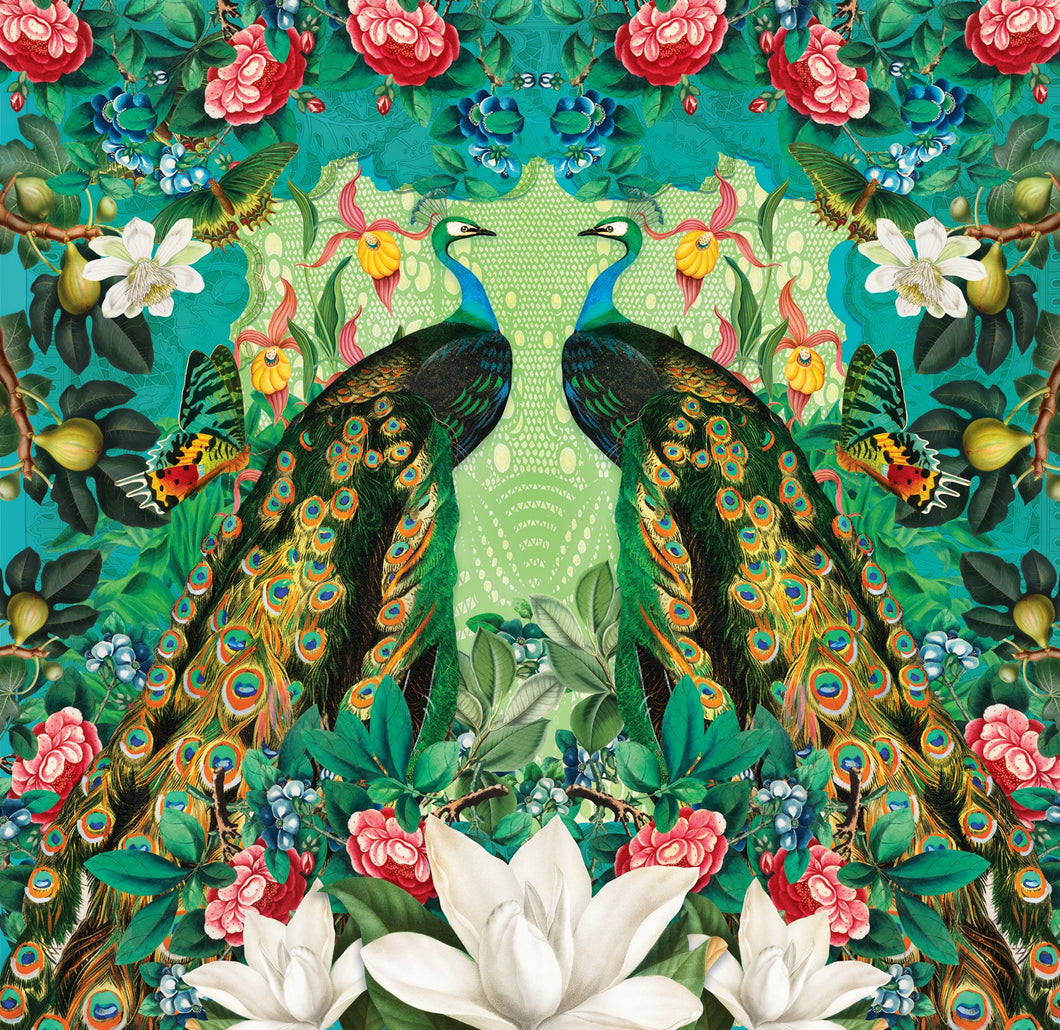 MA Vintage Peacocks Floral Card