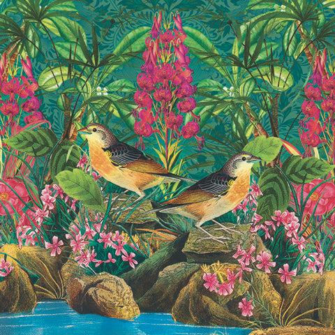 MA Vintage Yellow Birds Floral Card