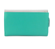 Load image into Gallery viewer, Madison Leather Purse Turquoise &amp; Grey
