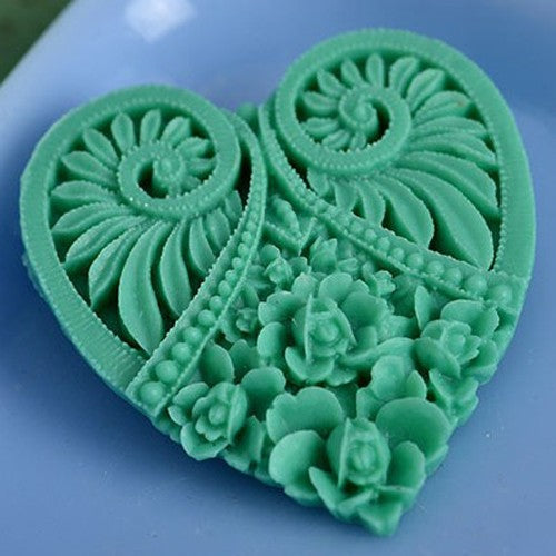Resin Large Heart Brooch Aqua