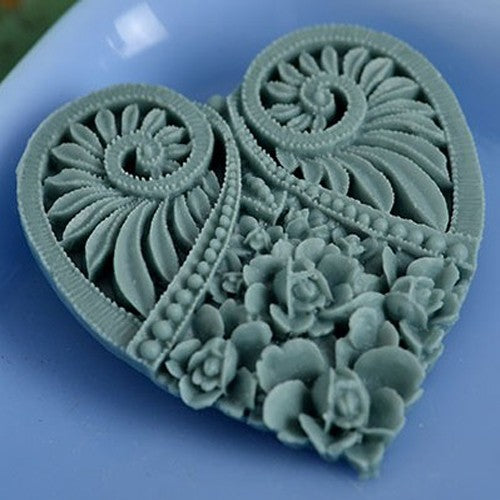 Resin Large Heart Brooch Petrol