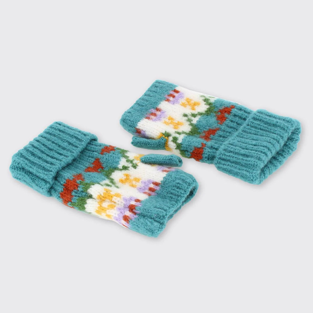 Carla Fingerless Gloves Turquoise