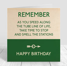Load image into Gallery viewer, Mind The Gap Smell The Stations Card
