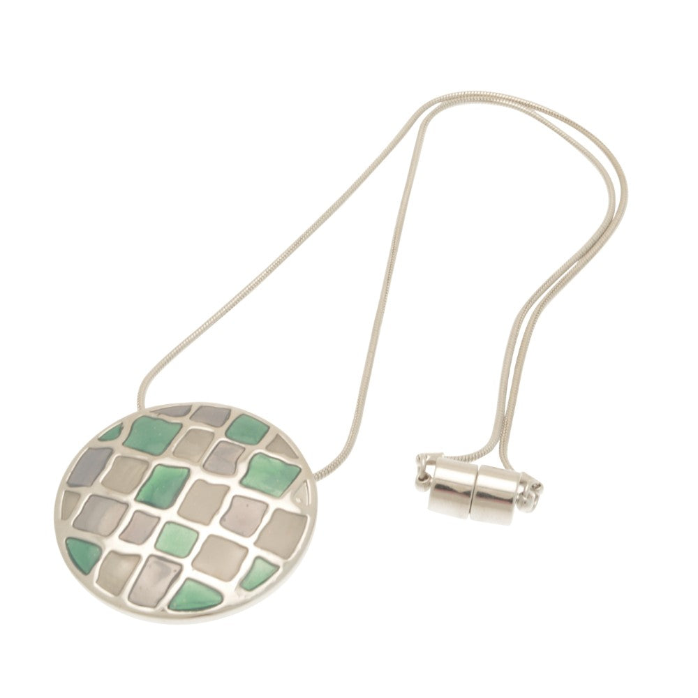 Miss Milly Aqua & Blue Mosaic Disc Necklace