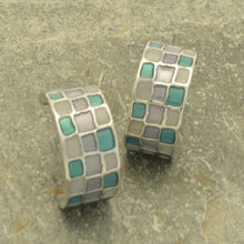 Load image into Gallery viewer, Miss Milly Aqua &amp; Blue Mosaic Hoop Earrings
