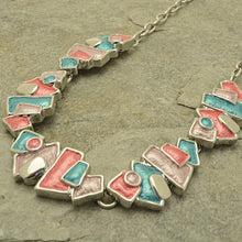Load image into Gallery viewer, Miss Milly Blue &amp; Coral Square Necklace
