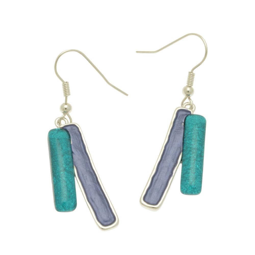 Miss Milly Aqua & Blue Bar Earrings