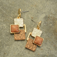 Load image into Gallery viewer, Miss Milly Brown Squares Earrings
