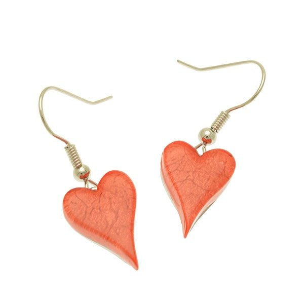 Miss Milly Coral Resin Heart Earrings