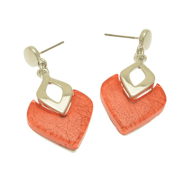 Miss Milly Coral Shield Earrings