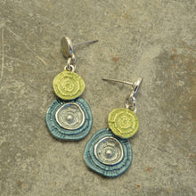 Load image into Gallery viewer, Miss Milly Green Textured Disc Earrings

