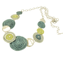 Load image into Gallery viewer, Miss Milly Green Textured Disc Necklace
