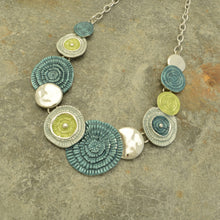 Load image into Gallery viewer, Miss Milly Green Textured Disc Necklace
