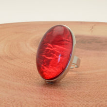 Load image into Gallery viewer, Miss Milly Large Resin Oval Ring Dark Red
