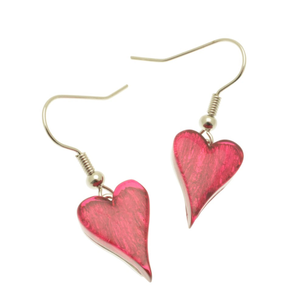 Miss Milly Pink Resin Heart Earrings