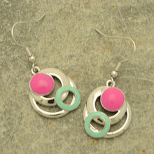 Load image into Gallery viewer, Miss Milly Pink &amp; Green Orbit Earrings
