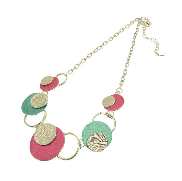 Miss Milly Pink & Green Discs Necklace