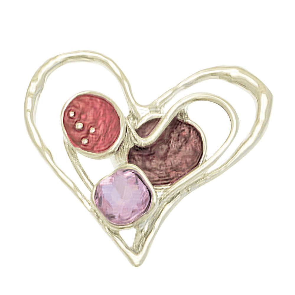 Miss Milly Purple Crystal Heart Magnetic Brooch