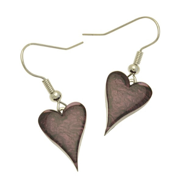 Miss Milly Purple Resin Heart Earrings