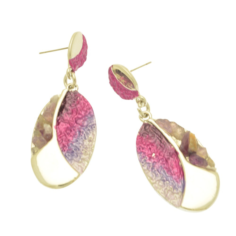 Miss Milly Purple Oval Stone Earrings